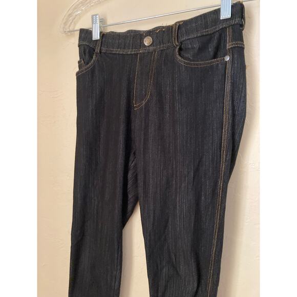 Shosho Women's Leggings Black Orange Contrast Stitch Size S Denim Look - Picture 2 of 6